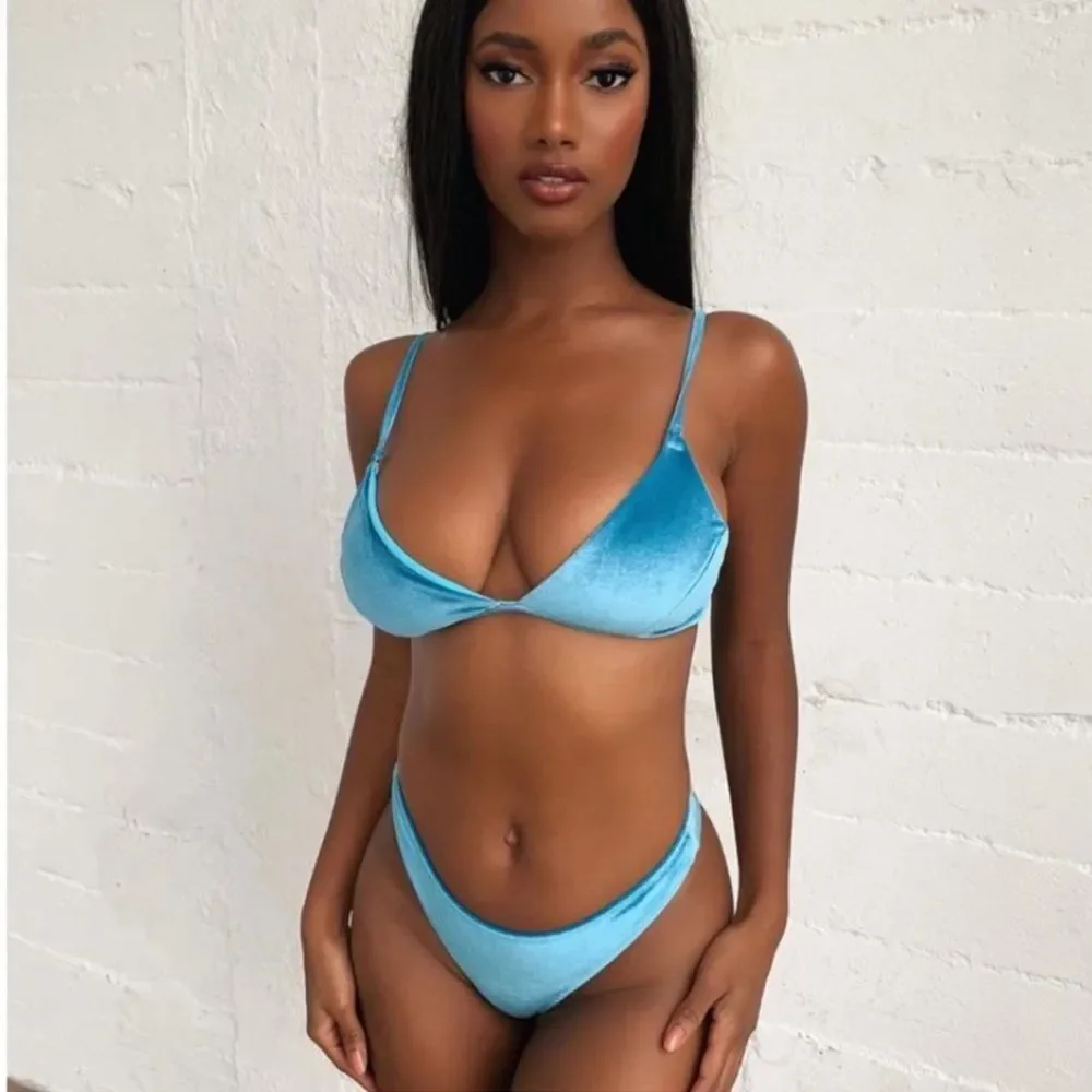 NWOT Tiger Mist Blue Mya Velvet Bikini Top Size XS